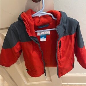 Toddlers Columbia Orange and Gray Hooded full Zip Jacket size 2T